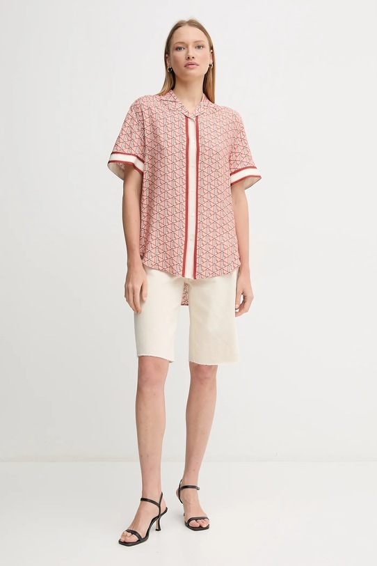 Košeľa Lacoste CF0495 ružová SS25