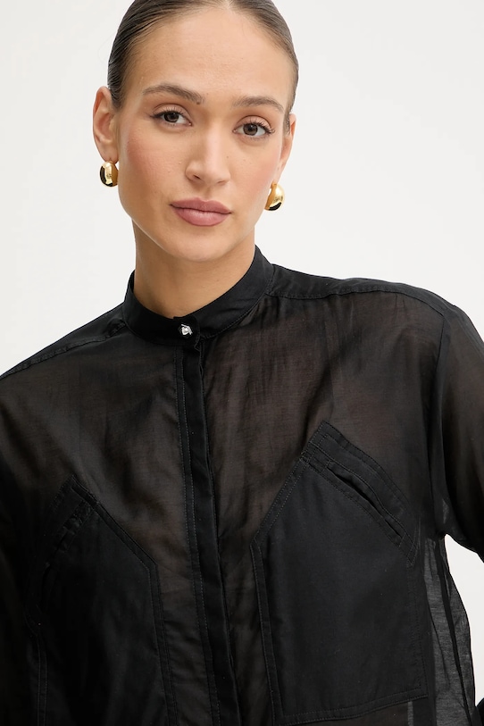 Pinko camicia con aggiunta di seta nero 105248.A2M7