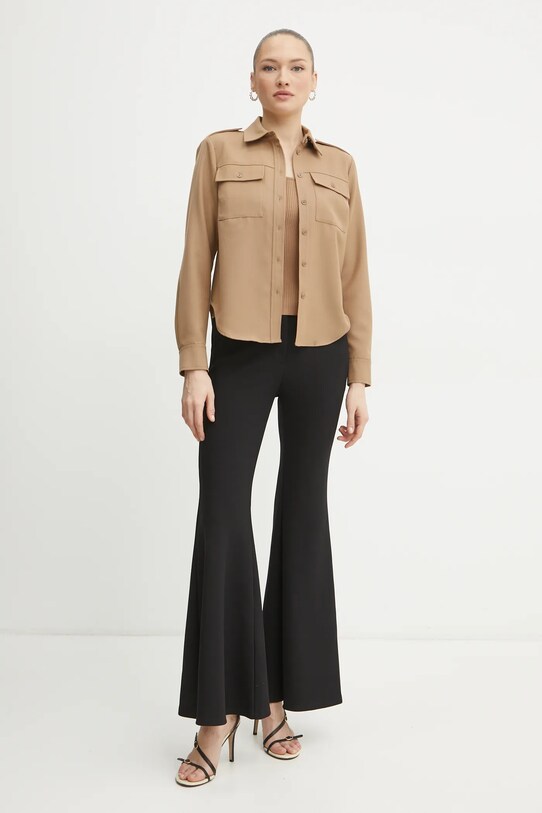 Košeľa s prímesou vlny MICHAEL Michael Kors MR5400CBQZ zelená SS25