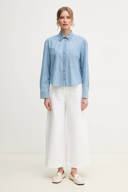 Weekend Max Mara cămașă din bumbac 2515111141600 albastru SS25