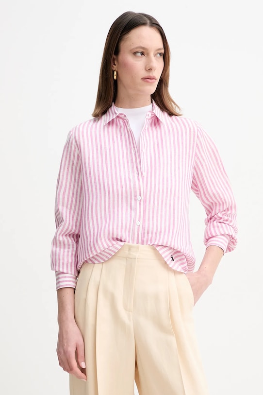 Weekend Max Mara cămașă de in cu modele roz 2515111052600