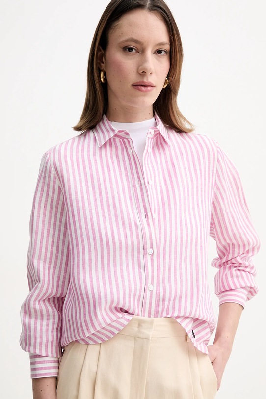 Weekend Max Mara koszula lniana różowy 2515111052600