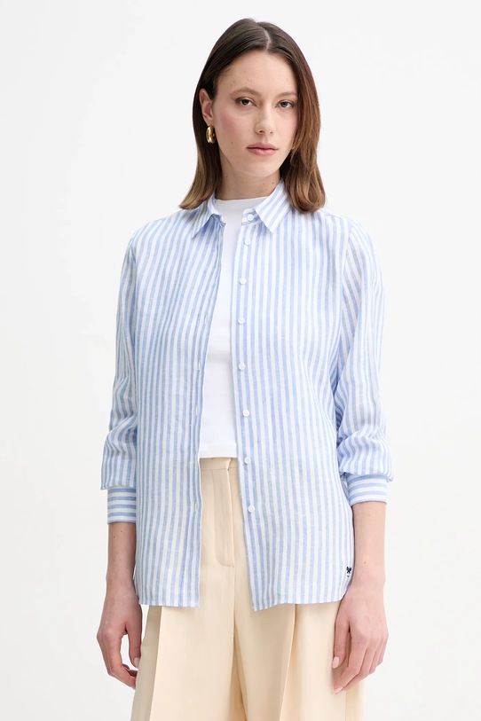 Сорочка з льону Weekend Max Mara візерунок блакитний 2515111052600