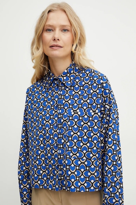 Хлопковая рубашка Weekend Max Mara голубой 2515111112600