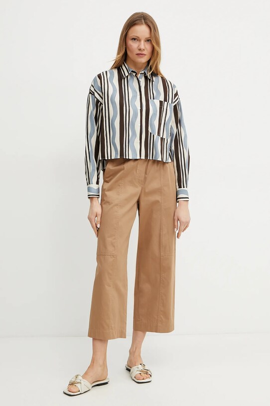 Хлопковая рубашка Weekend Max Mara 2515111112600 коричневый SS25