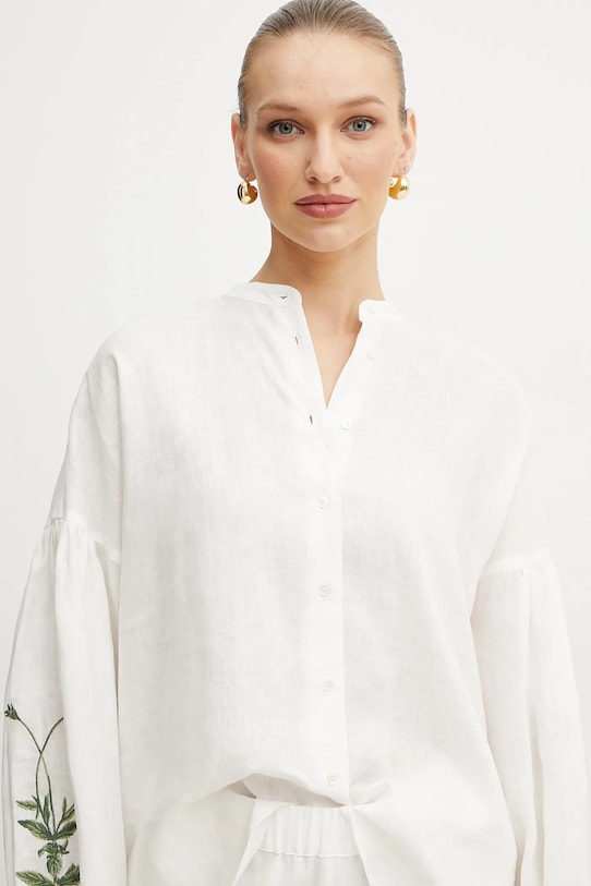 Weekend Max Mara cămașă de in alb 2515111122600