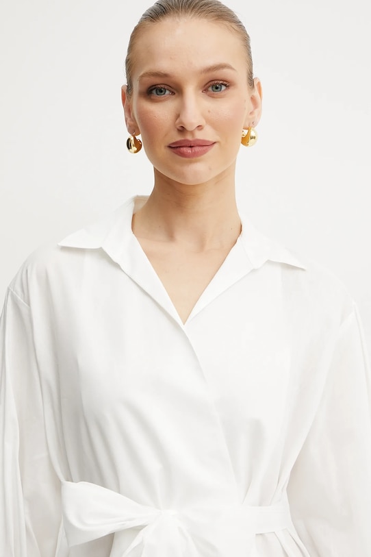 Weekend Max Mara koszula z domieszką jedwabiu biały 2515111142600