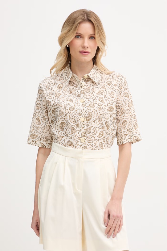United Colors of Benetton košulja za žene od pamuka bež 5Q6SDQ0AY