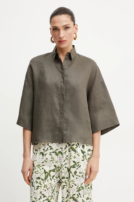 Льняная рубашка MM casual зелёный 2516111028600