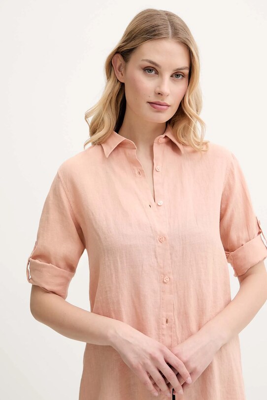 Îmbrăcăminte Vilebrequin cămașă de in FRAGANCE FRGH9U10 portocaliu