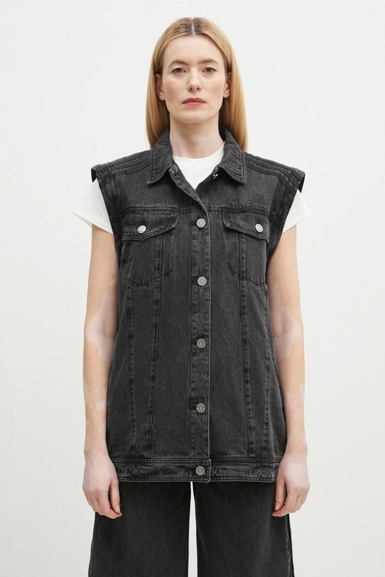 Дънкова риза от памук adidas Originals DENIM SHIRT JKT JY8882 черен