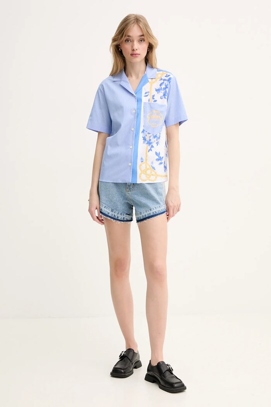 Βαμβακερό πουκάμισο Moschino Jeans 0210.3725 μπλε SS25