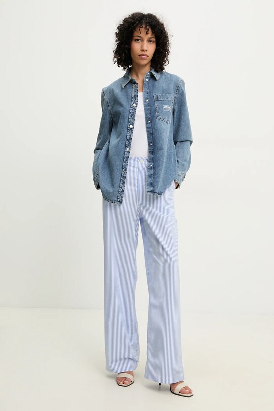 Moschino Jeans cămașă din bumbac 0204.3721 albastru SS25