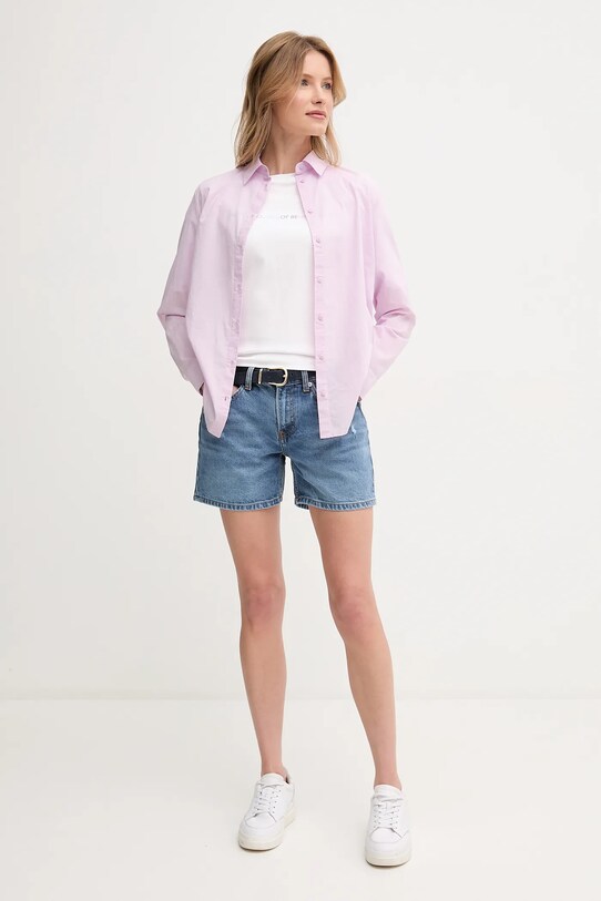 Памучна риза United Colors of Benetton 5WPQDQ0AX розов SS25