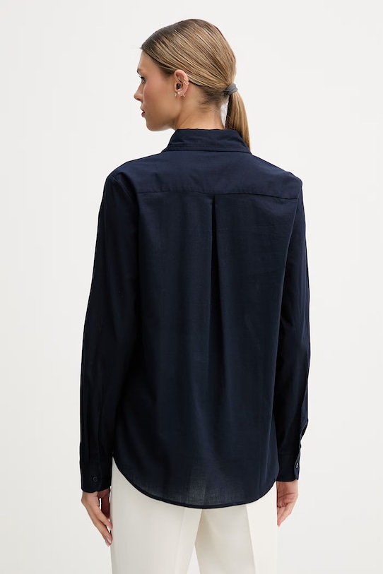 Odzież United Colors of Benetton koszula damska bawełniana 5WPQDQ0AX granatowy