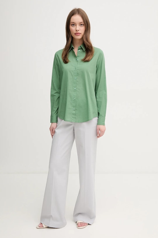 Памучна риза United Colors of Benetton 5WPQDQ0AX зелен AW25