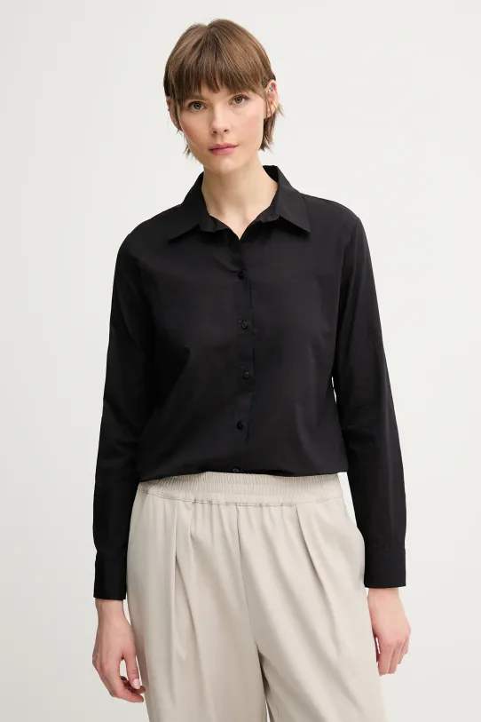 United Colors of Benetton cămașă din bumbac lung negru 5WPQDQ0AX