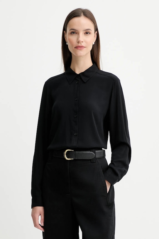 Košile United Colors of Benetton hladký černá 5WPWDQ0B0