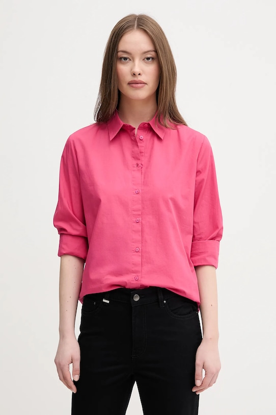 United Colors of Benetton cămașă din bumbac lung roz 5HAXDQ0AX