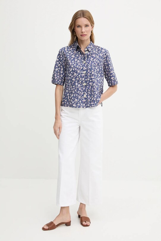 United Colors of Benetton cămașă din bumbac 5Q6SDQ07O bleumarin SS25