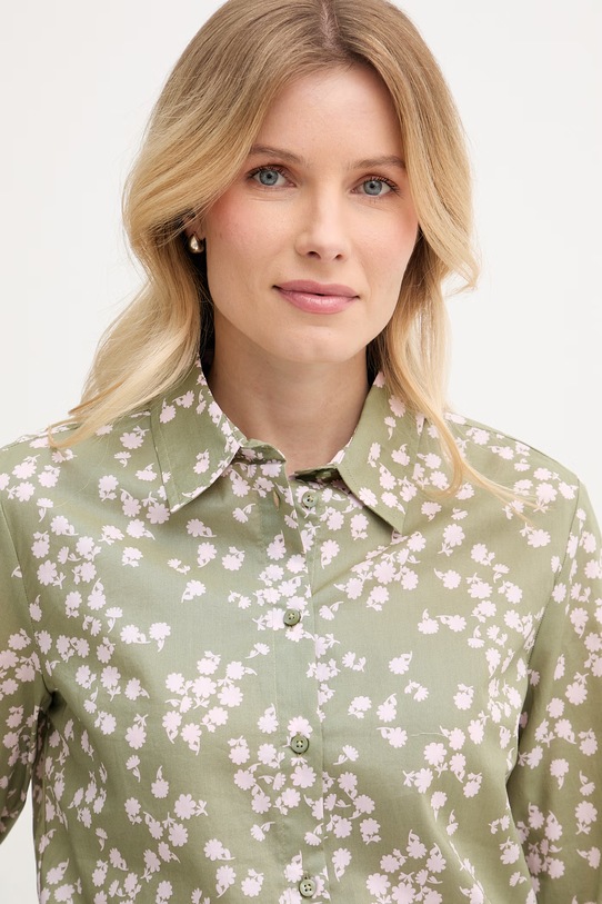 United Colors of Benetton cămașă de femei din bumbac verde 5Q6SDQ07O