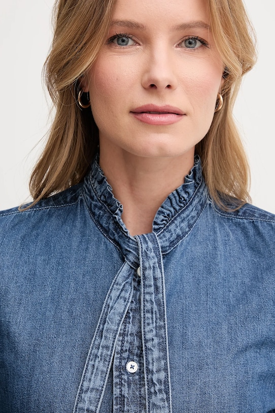 United Colors of Benetton camicia in cotone blu navy 5RZKDQ0BE