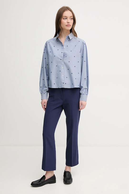 Хлопковая рубашка United Colors of Benetton 5D51DQ0BF голубой SS25