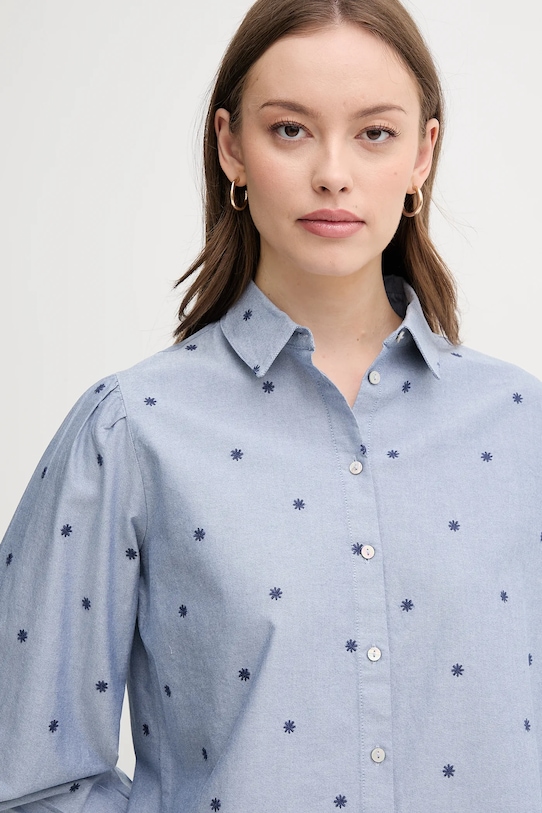 Хлопковая рубашка United Colors of Benetton голубой 5D51DQ0BF