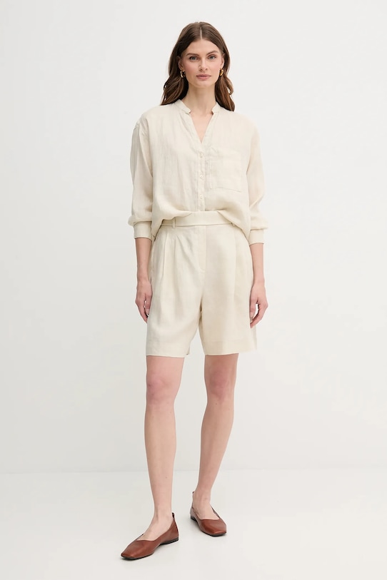 United Colors of Benetton cămașă de in 5BMLDQ0BA bej SS25