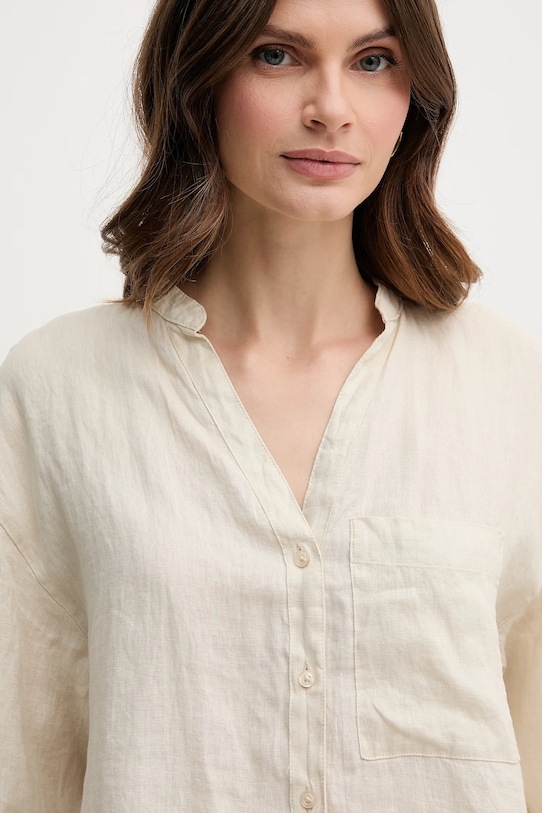 United Colors of Benetton cămașă de in bej 5BMLDQ0BA