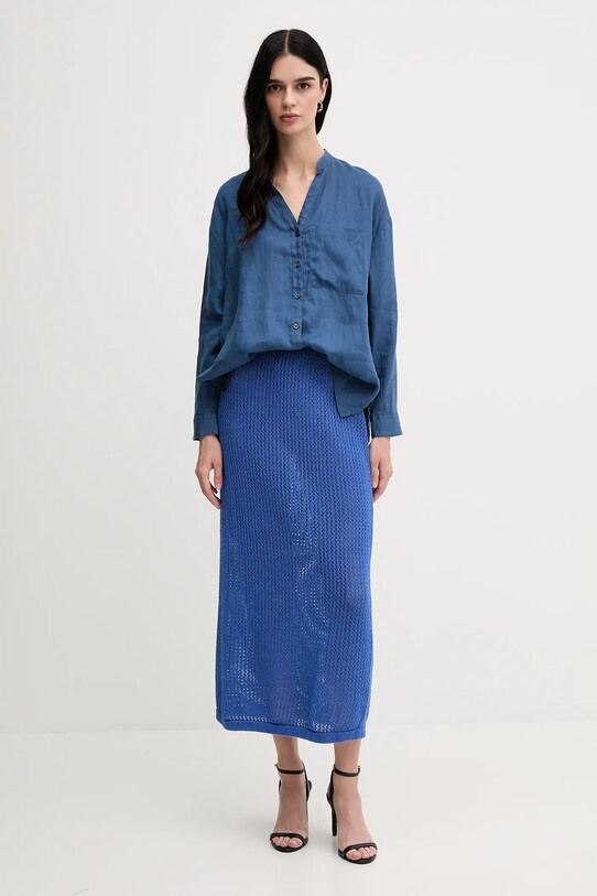 Πουκάμισο από λινό United Colors of Benetton 5BMLDQ0BA μπλε SS25