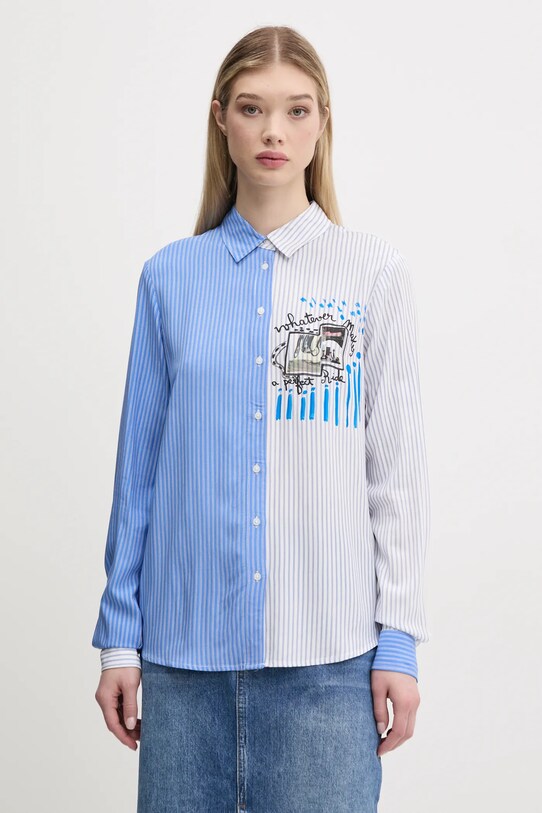 Desigual camicia A PERFECT RIDE lunga blu 25SWCW36