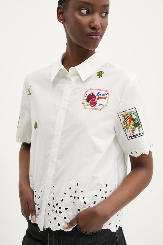 Pamučna košulja Desigual AFRODITA bijela 25SWCW17