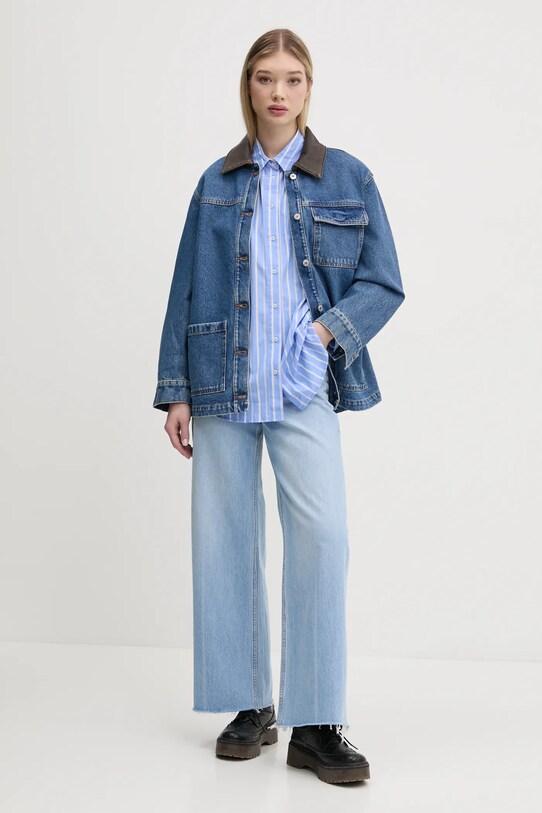Desigual camicia in cotone DONT DO IT 25SWCW16 blu SS25