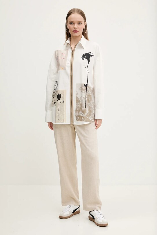 Хлопковая рубашка Desigual RECORTES LACROIX 25SWCW23 белый SS25
