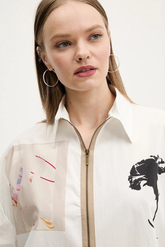 Хлопковая рубашка Desigual RECORTES LACROIX белый 25SWCW23