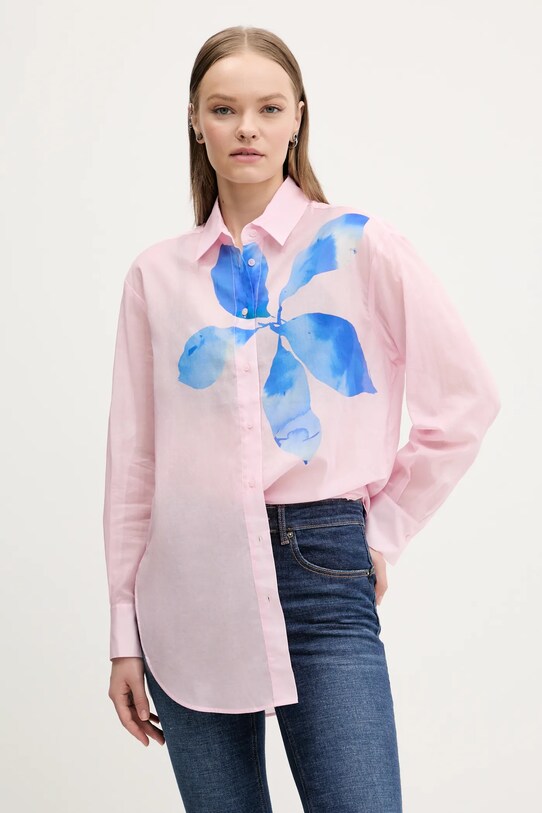 Bavlnená košeľa Desigual WATER FLOWE kvetinový ružová 25SWCW22