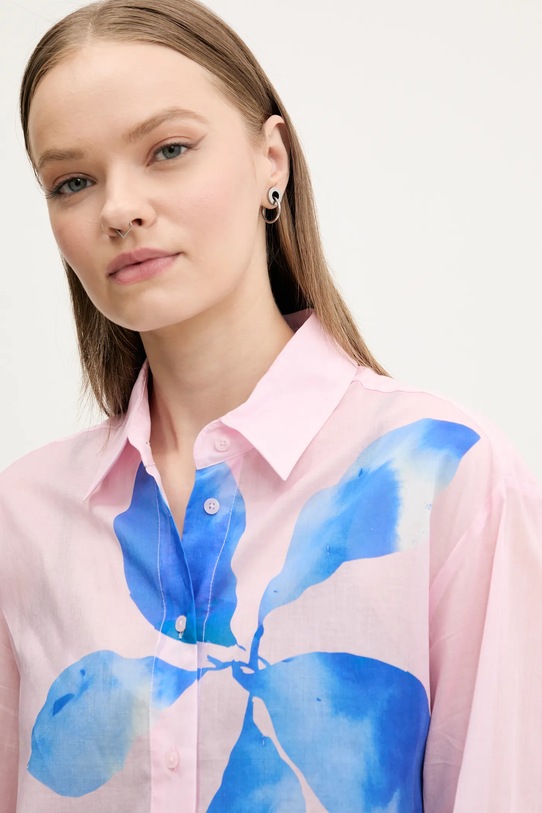 Bavlněná košile Desigual WATER FLOWE růžová 25SWCW22