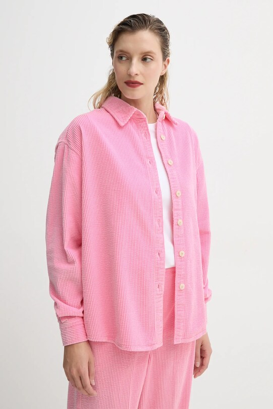 Menčestrová košeľa American Vintage relaxed ružová PADO06AE25