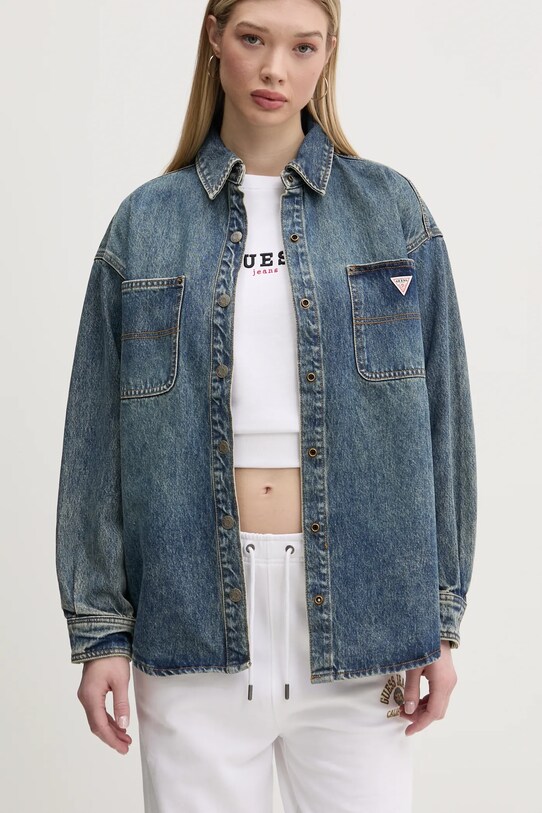 Τζιν πουκάμισο Guess Originals σκούρο μπλε W5RG67.D4XY0