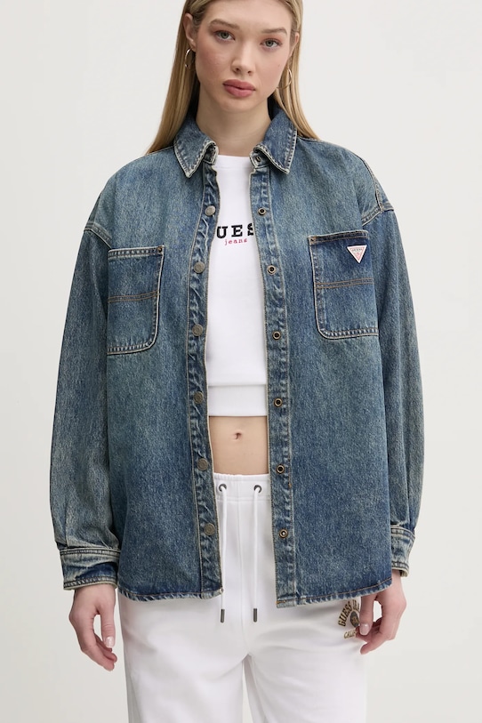 Džínová košile Guess Originals námořnická modř W5RG67.D4XY0