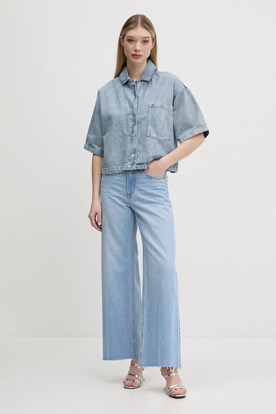 HUGO koszula jeansowa 50535366 niebieski SS25