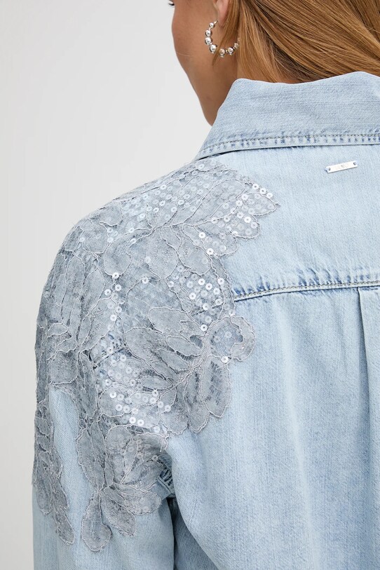 Liu Jo cămașă din denim UA5128.D4851 albastru