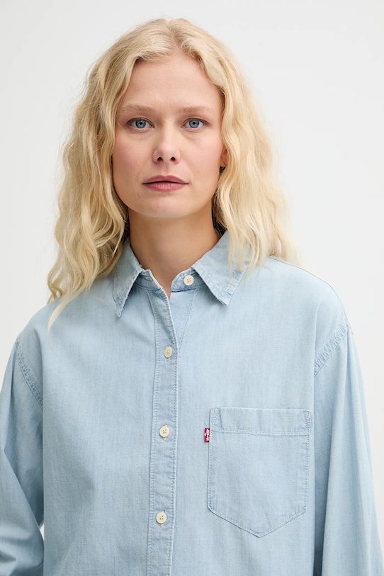 Levi's cămașă din bumbac HARLIE NEW BF SHIRT albastru 001HM