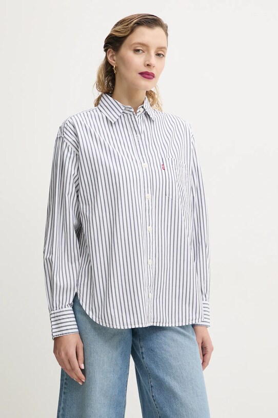 Levi's camicia in cotone HARLIE NEW BF SHIRT lunga grigio 001HM