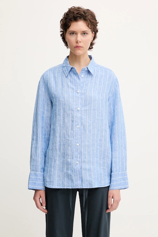 Льняная рубашка Samsoe Samsoe SANOT casual голубой F25100015
