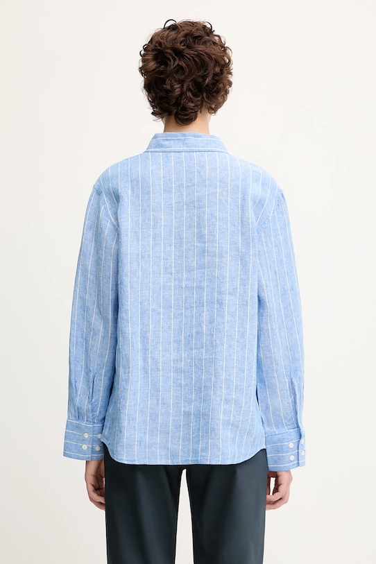 Одежда Льняная рубашка Samsoe Samsoe SANOT F25100015 голубой