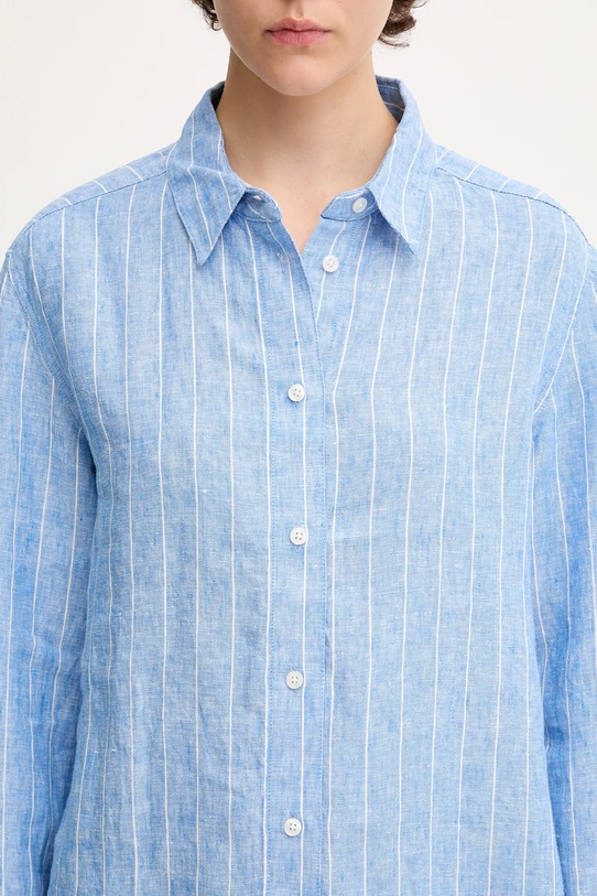 Πουκάμισο από λινό Samsoe Samsoe SANOT μπλε F25100015