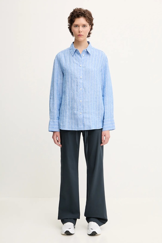 Πουκάμισο από λινό Samsoe Samsoe SANOT F25100015 μπλε