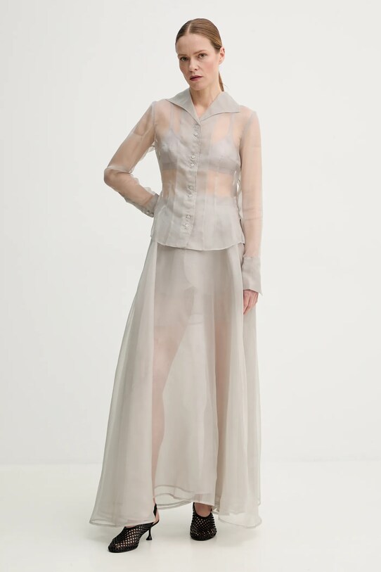 Hodvábna košeľa Remain 5026062300 sivá SS25